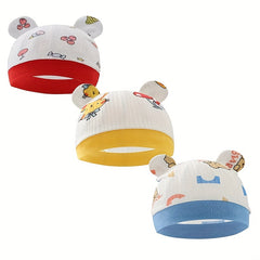 3pcs Baby Hat With Bear Ears Infant Beanie Caps Four Seasons