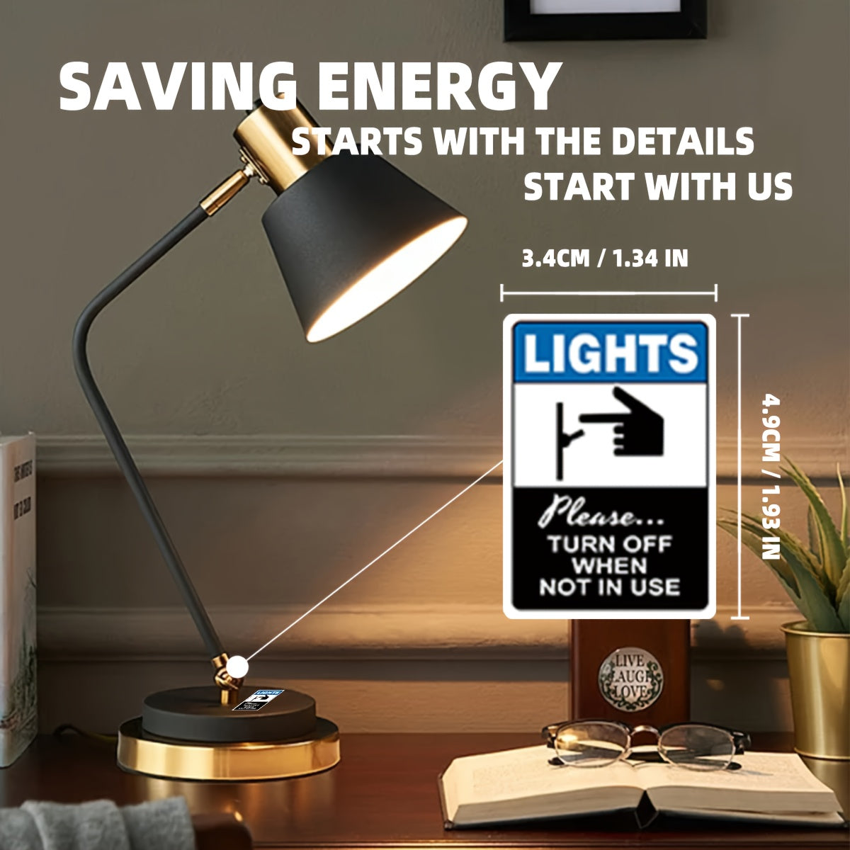 Energy Saving Light Switch Stickers Set for Home and Public Areas