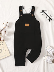 Baby Boy Waffle Letter Patched Overalls