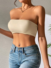 Crop Tube Top Solid Casual Top for Women