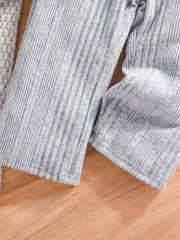 Boy's Ribbed Long Sleeve Top & Pants Set Soft Casual Outfits