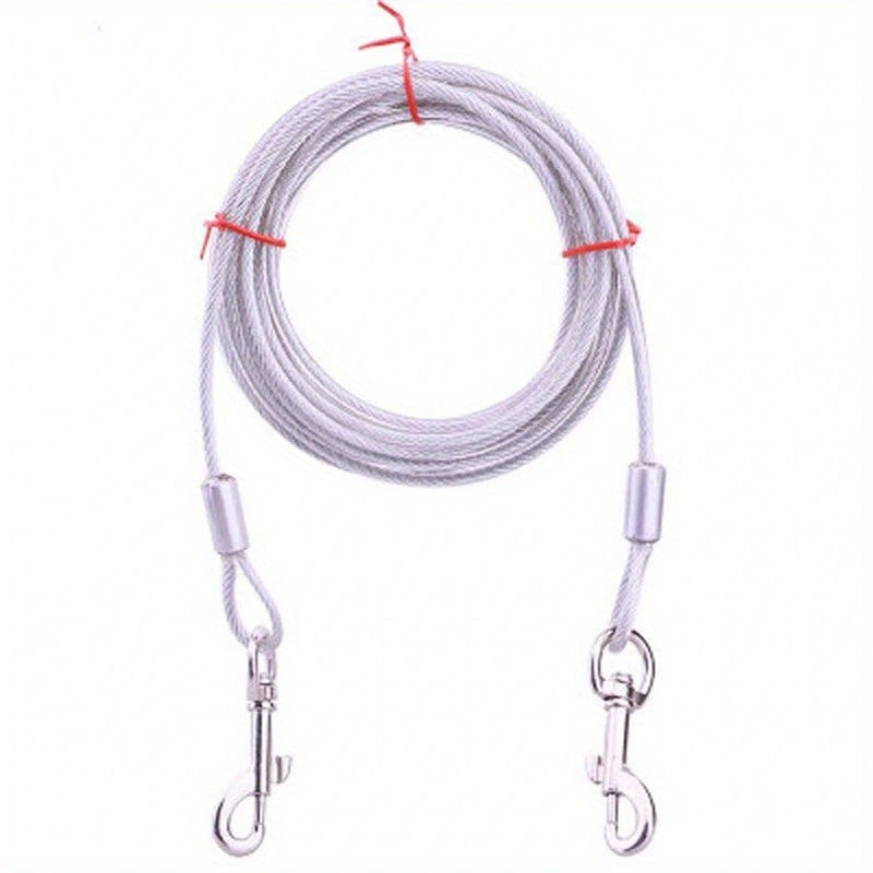 Durable Dog Tie Out Cable with Double Hooks - Steel Wire Dog Leash Cable