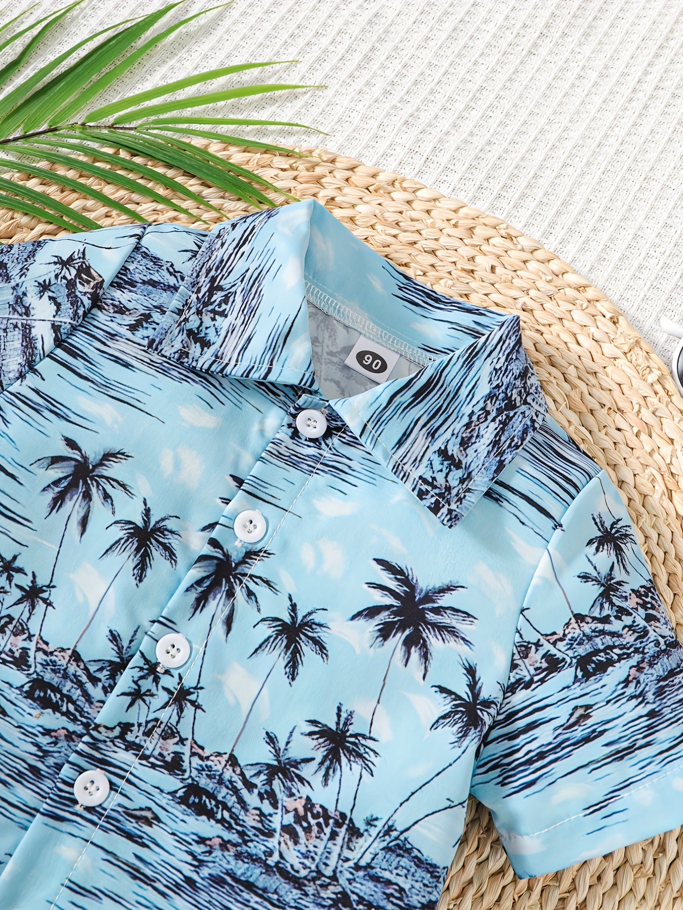 Boys Summer Coconut Tree Print Short Sleeves Shirt