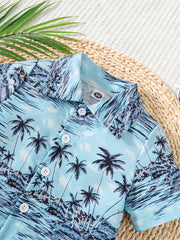 Boys Summer Coconut Tree Print Short Sleeves Shirt
