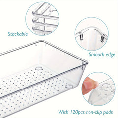 39Pcs Clear Drawer Organizer Set Plastic Trays Bathroom Dresser Storage Bins