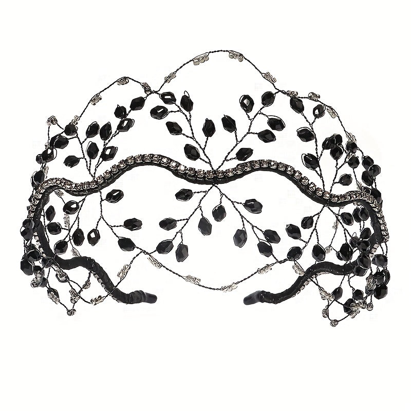 Crystal Crown Hair Hoop Mesh Beaded Hairbands Wedding Bridal Tiaras