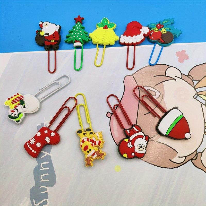 10pcs Christmas Cartoon Paper Clips To Paper Clip Binder Paper Clip