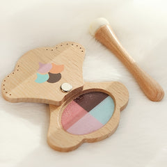 Girls' Wooden Makeup Set with Mirror Comb Lipstick Eyeshadow Powder Toy Gift