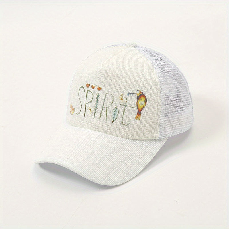 Glitter Print Mesh Trucker Hat Cotton Sunshade Baseball Cap