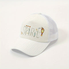 Glitter Print Mesh Trucker Hat Cotton Sunshade Baseball Cap