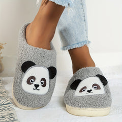 Women's Panda Slippers Plush Warm Slip-On Shoes
