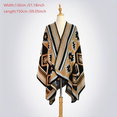 Vintage Puzzle Jacquard Shawl Thick Boho Wrap