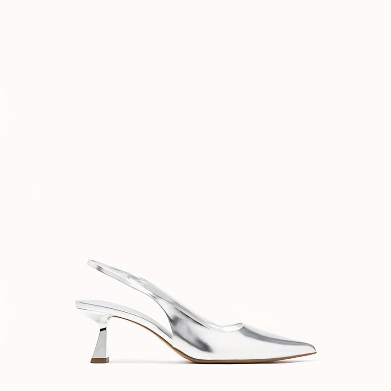 Solid Stiletto Heels Point Toe Slingback Pumps