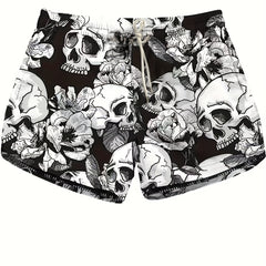 Gothic Skull Print Fitness Shorts