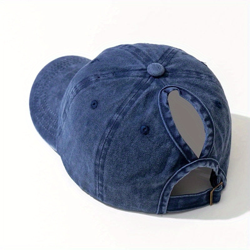 Ponytail Baseball Cap Washed Distressed Dad Hat Casual Sun Hats For Women