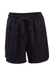 Solid Drawstring Shorts for Women
