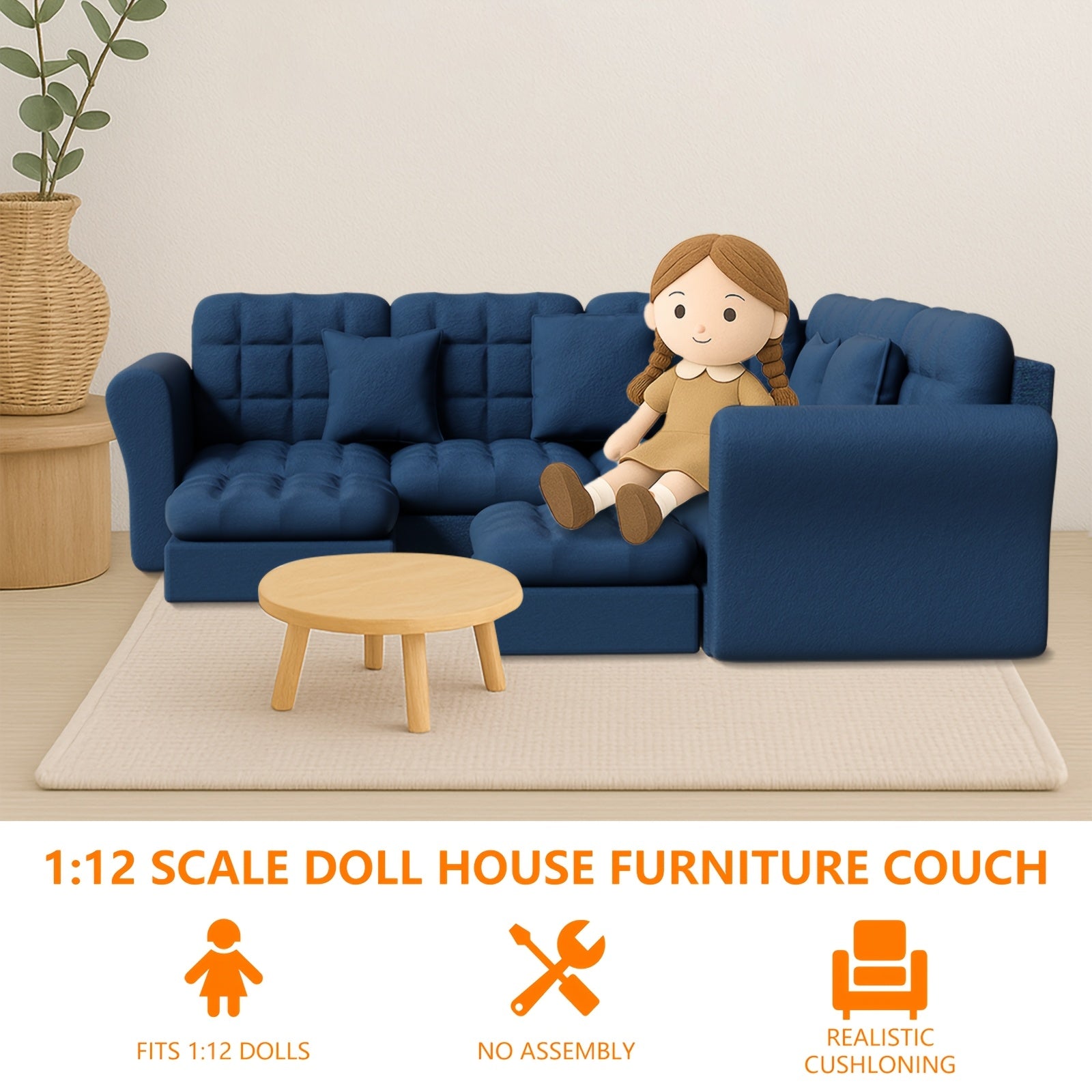 Mini Dollhouse Couch Furniture Set - Perfect for 1:12 Scale Dollhouses