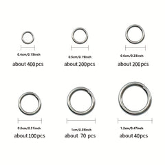 1010pcs Jump Rings Jewelry Making Mix 6 Sizes Split Ring With Tool