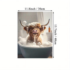 Highland Cow Canvas Print Bathroom Wall Art