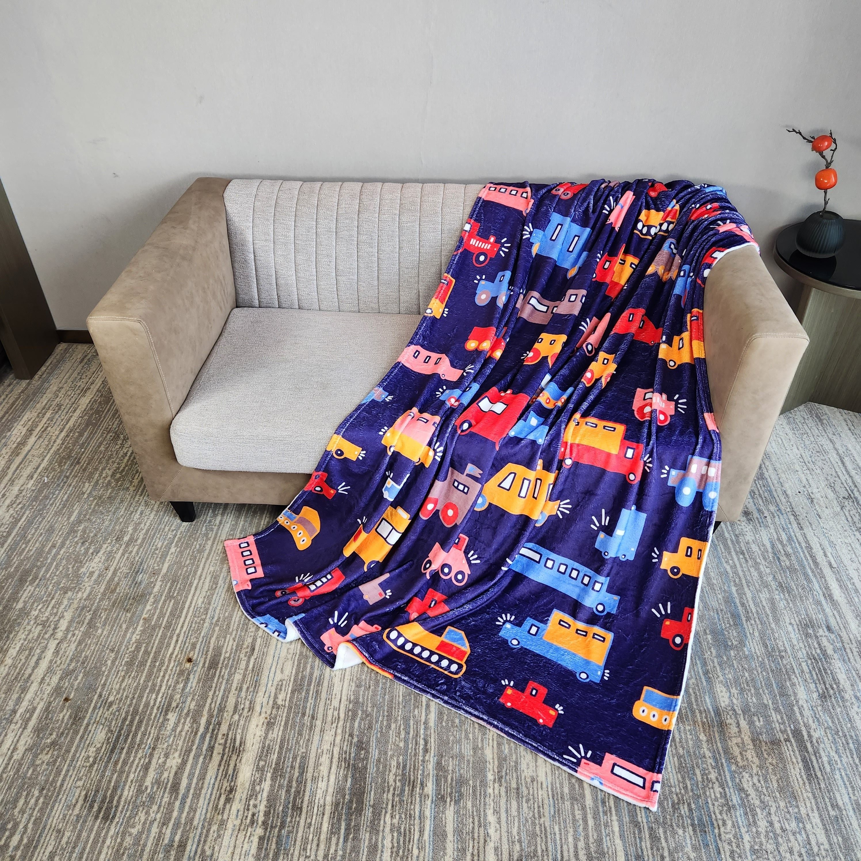 Cartoon Car Digital Printing Blanket Flannel Leisure Blanket