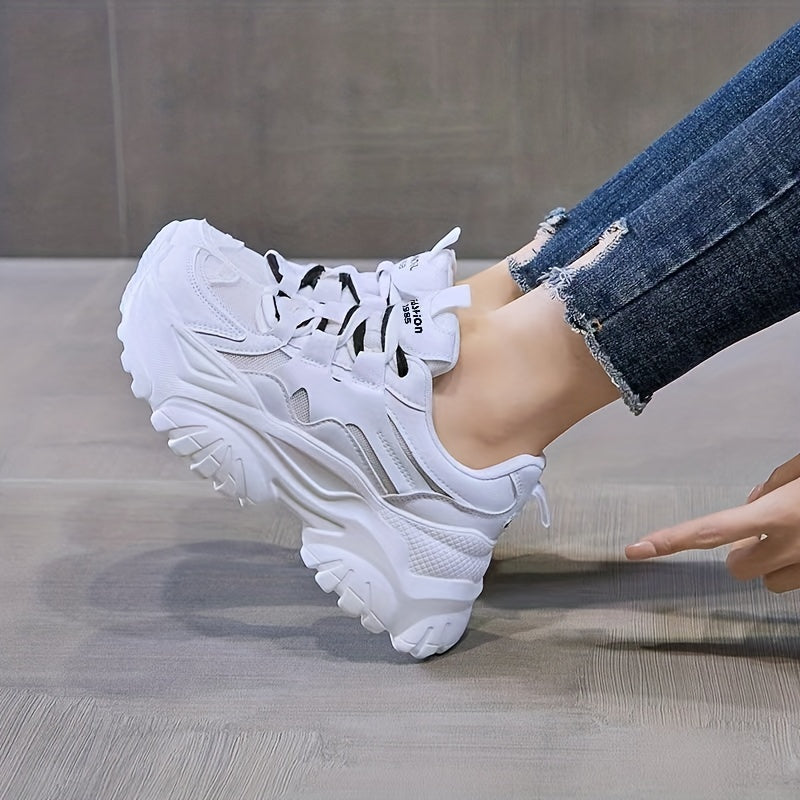 Chunky Platform Sneakers Lace-Up Running Shoes