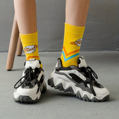 3 Pairs Cartoon Graffiti Mid Tube Socks Women's Stockings