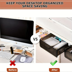 Medium Under Desk Drawer Organizer Clear Plastic Drawer For Office School Home