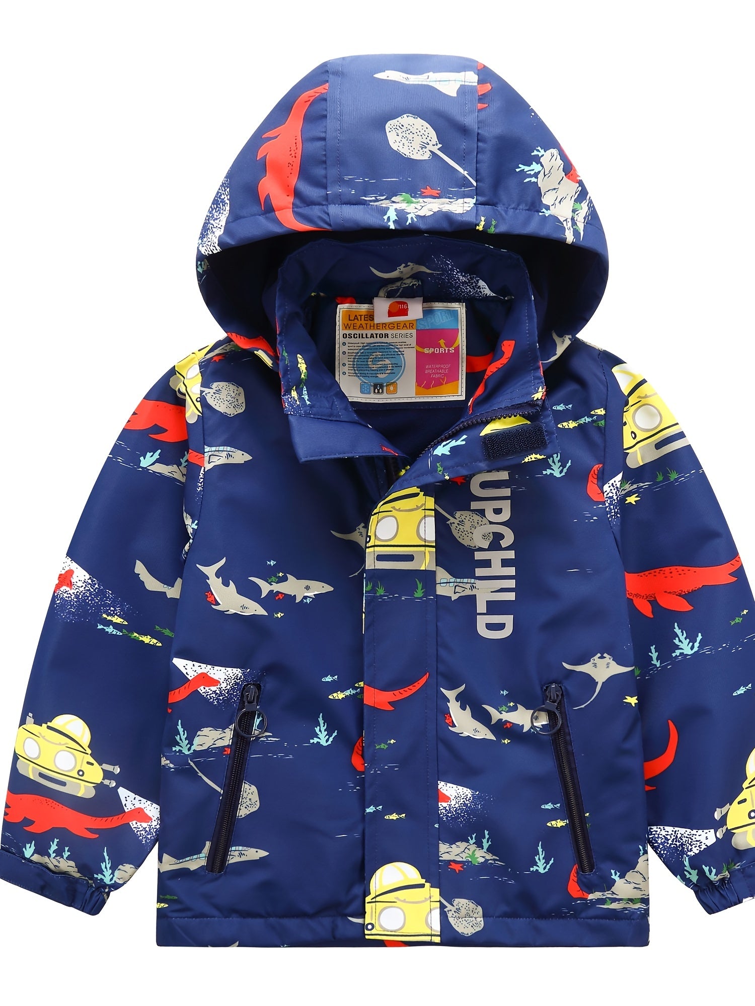 Boy's Hooded Rain Jacket Waterproof Windbreaker Raincoat Winter Warm Fleece