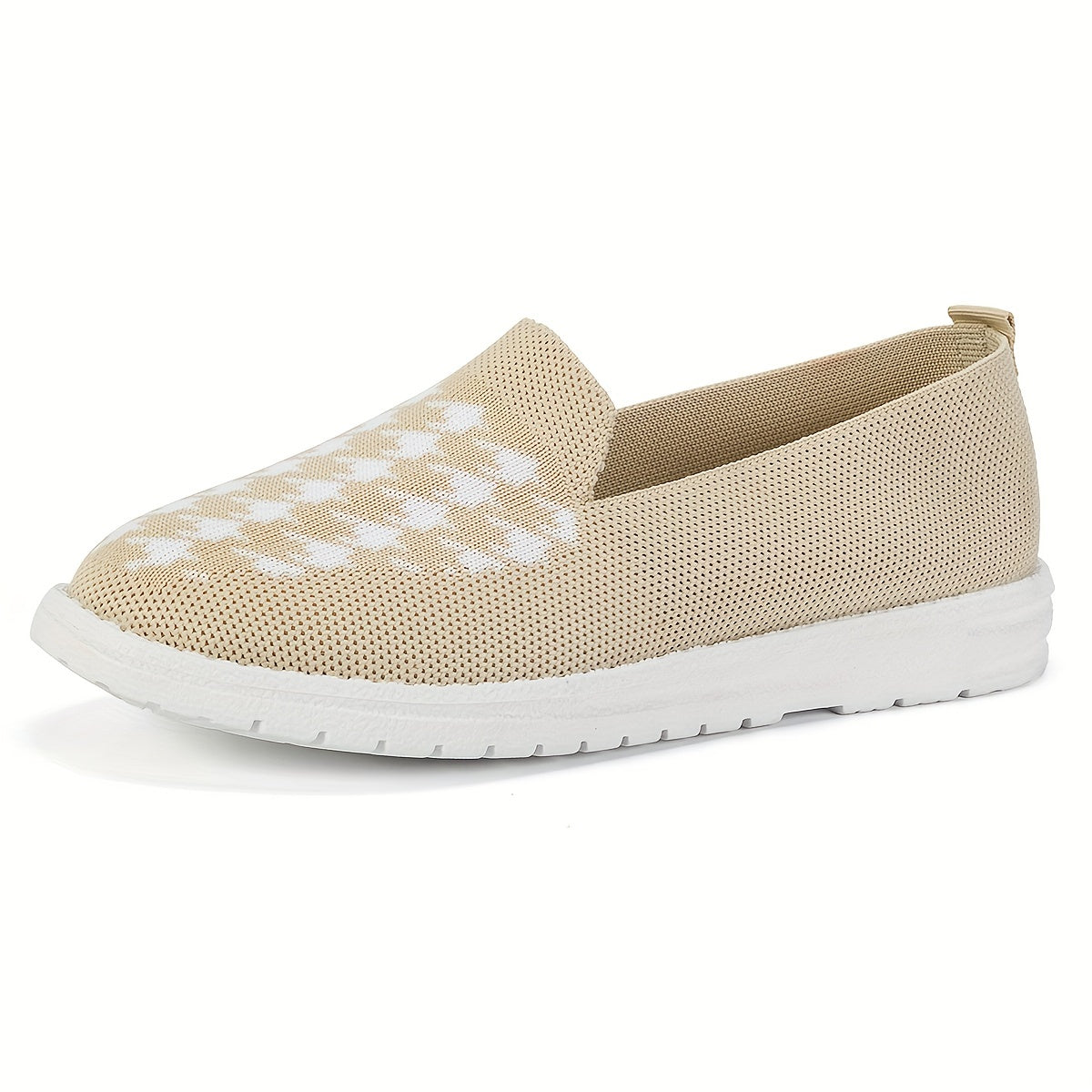 Women's Houndstooth Pattern Knit Shoes Low Slip-On Sneakers