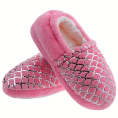 Girls Fleece House Shoes Lightweight Non Slip Soft Bottom Walking Shoes