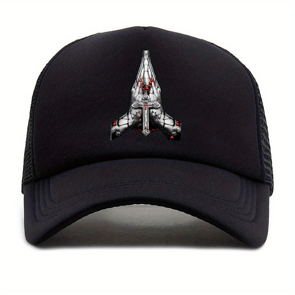 Cross Print Breathable Sun Hat Casual Baseball Cap Men's Net Hat