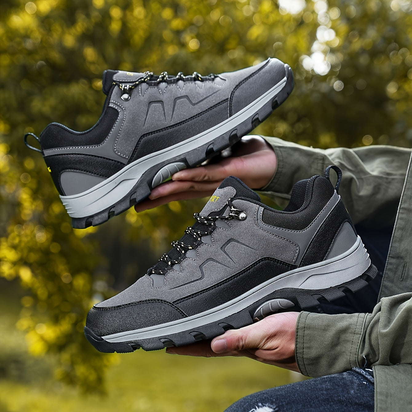 Men's Low Top Hiking Boots Non Slip Lace Up Shoes For Outdoor Activities