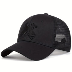 X Embroidery Unisex Trucker Hat Mesh Baseball Cap Lightweight Sunshade