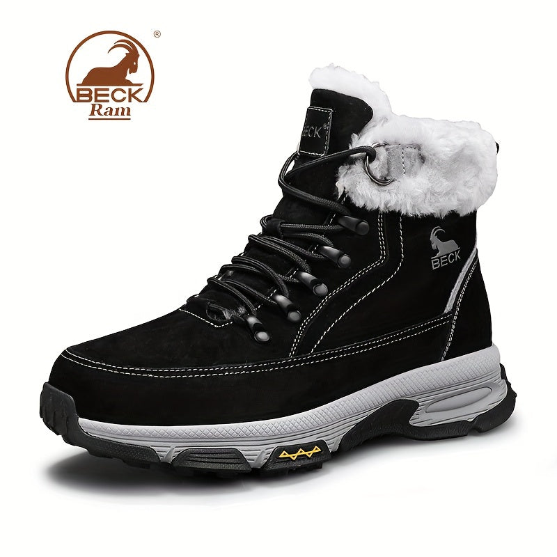 Men's Winter Thermal Snow Boots Fuzzy Lining Windproof Hiking Shoes