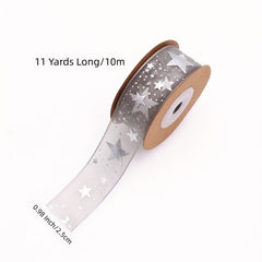 10m Bronzing Silver Pentagram Ribbon for Flower Packaging