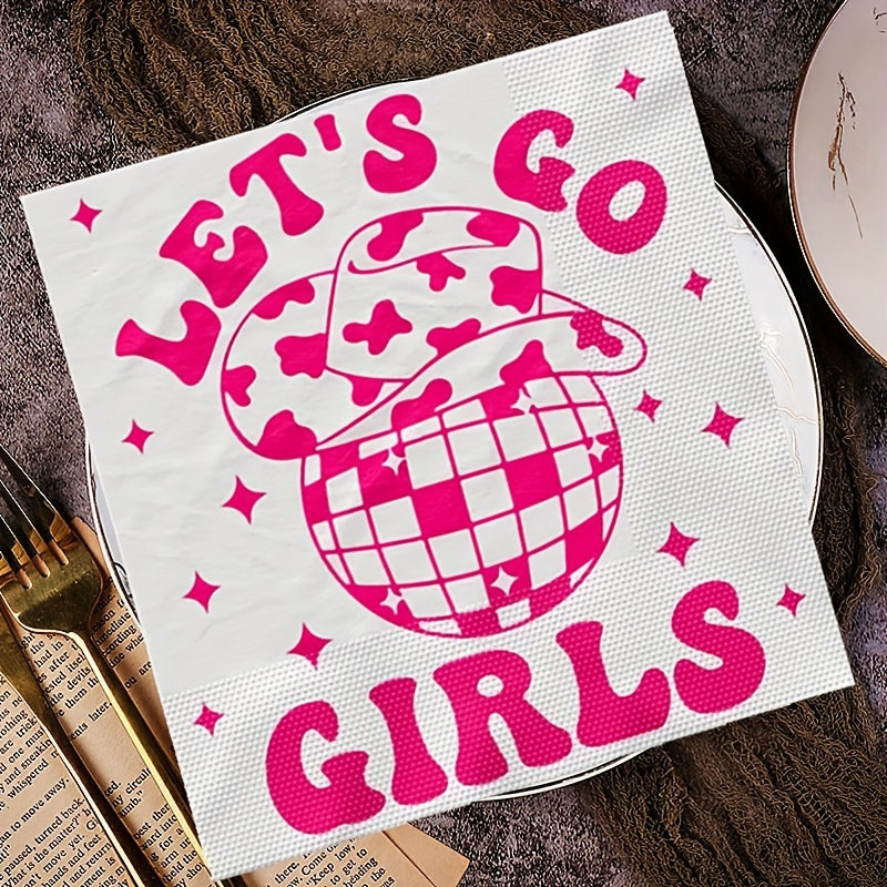 Pink Cowgirl Party Tableware Set Disposable Paper Plates & Napkins