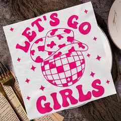 Pink Cowgirl Party Tableware Set Disposable Paper Plates & Napkins