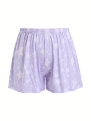 Stripe Print Cami Top & Shorts Pajama Set