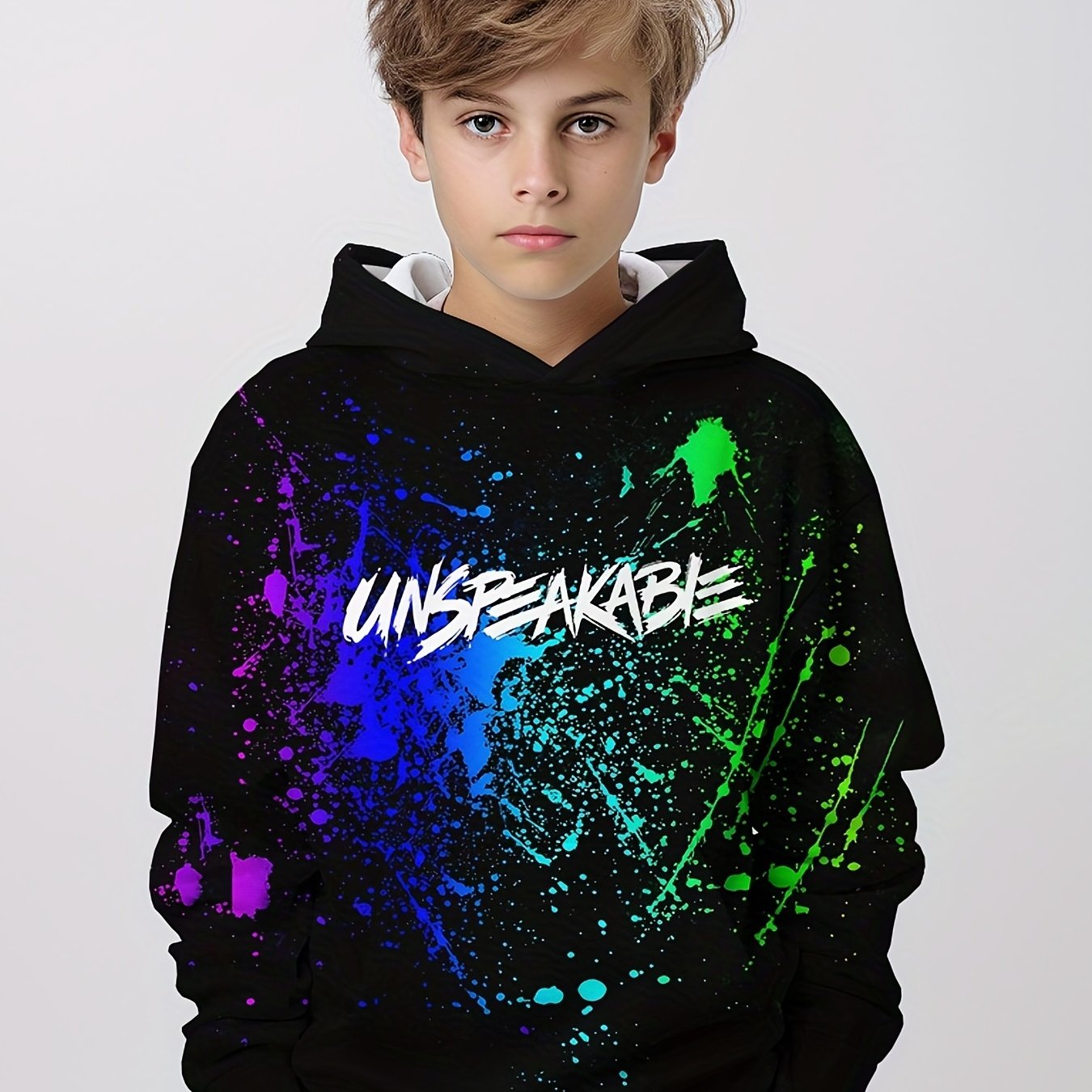 Boys Pullover Hooded Sweatshirt Letter Print Spring Fall Kids Hoodie Tops