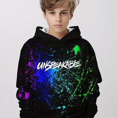 Boys Pullover Hooded Sweatshirt Letter Print Spring Fall Kids Hoodie Tops
