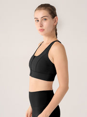 Zipper Gathered Fitness Sports Bra Women's Lingerie