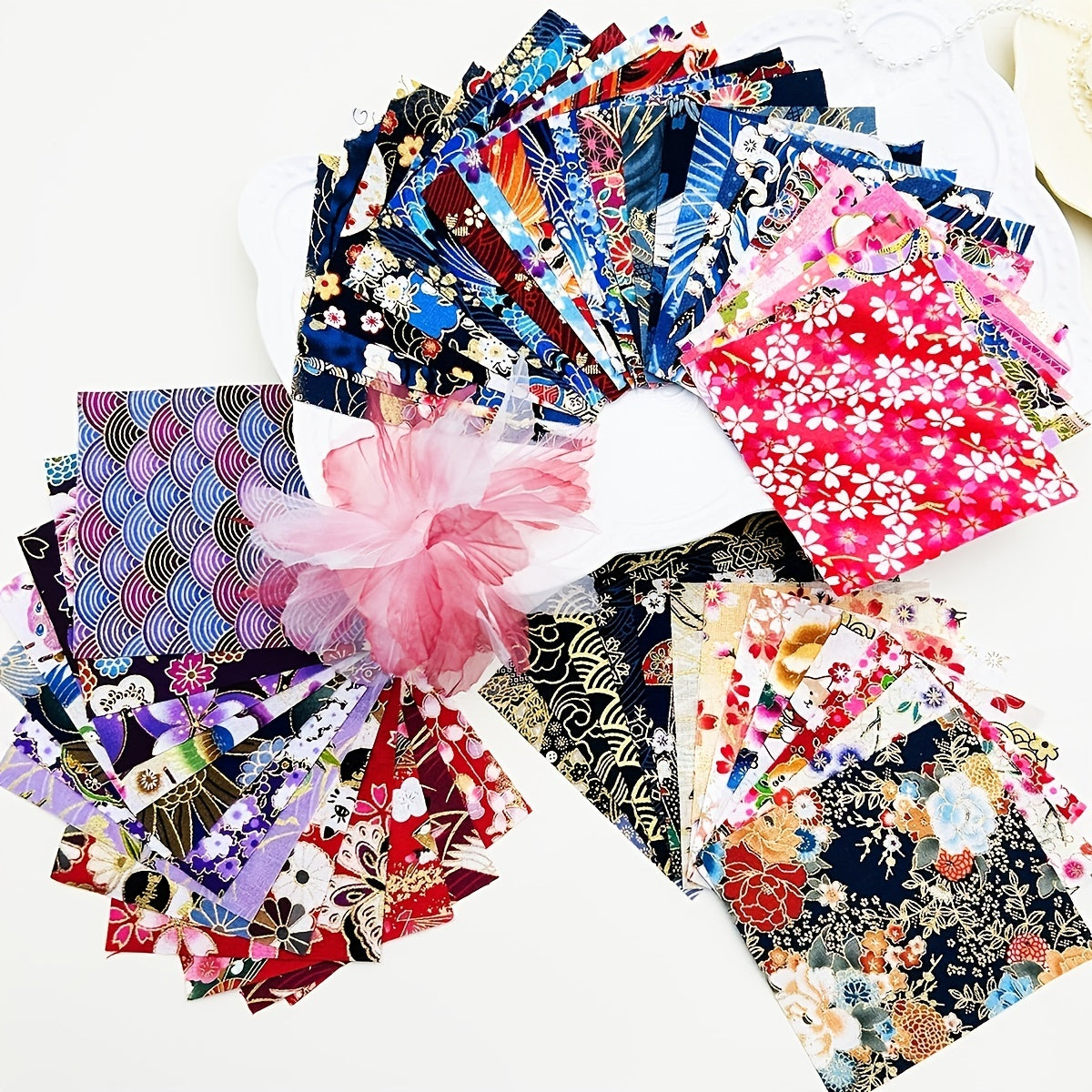 30-50pcs Japanese Quilting Fabric Bundle - DIY Sewing Cotton Quarters