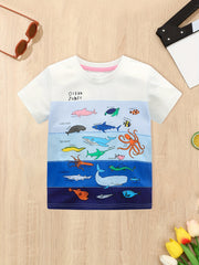 Boys Marine Life Print Short Sleeve T Shirt