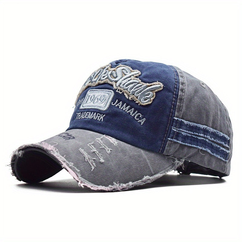 Unisex Sunshade Distressed Baseball Cap With Embroidery