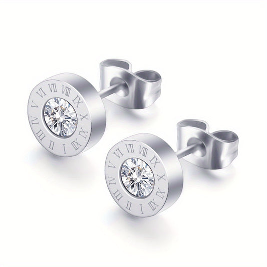 Stylish Round Zircon Earrings for Men