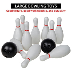 Bowling Ball Toy Set 10 Bottles 2 Balls Classic Style Large Size