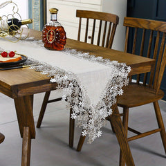 Linen Embroidery Lace Table Runner for Holidays