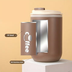 500ml Insulated Stainless Steel Coffee Mug with Straw and Lid