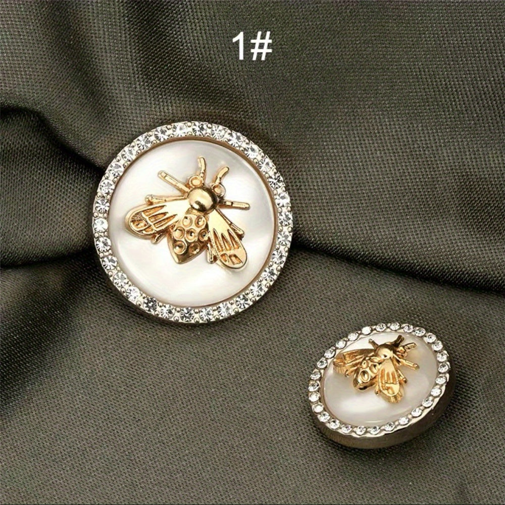 10pcs Bee Pattern Buttons Coat Rhinestones Sewing Accessories for Women