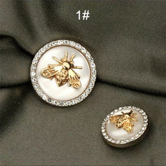 10pcs Bee Pattern Buttons Coat Rhinestones Sewing Accessories for Women